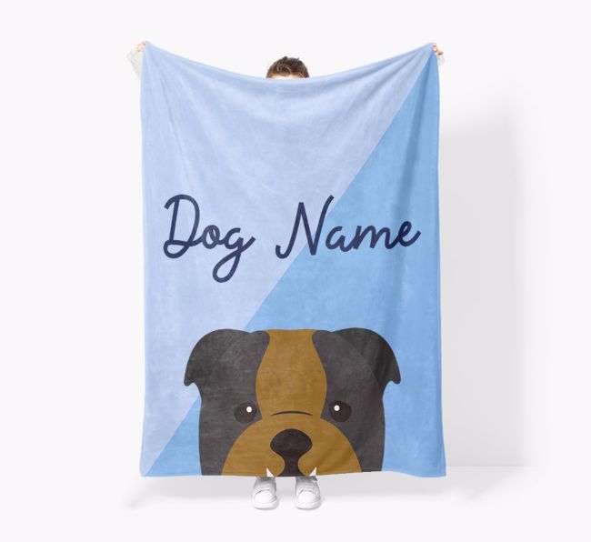 Peeking Name: Personalised {breedFullName} Premium Sherpa Fleece Blanket
